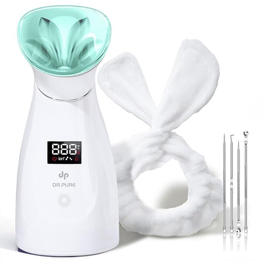 Nano Ionic Facial Steamer- Professional Smart Face Steamer Machine, Hot Mist Hydrating Moisturizing Skin Unclogs Pores Humidifier for Women Men Face Sauna Home Spa Quality(Green)