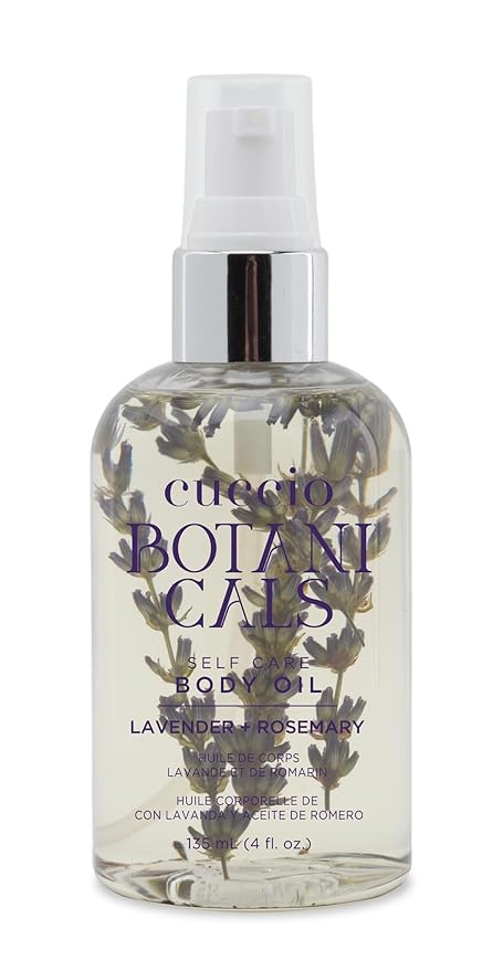 Cuccio Botanicals Lavender & Rosemary Body Oil - Calming Aromatherapy Moisturizer for Skin & Hair, 4 fl oz