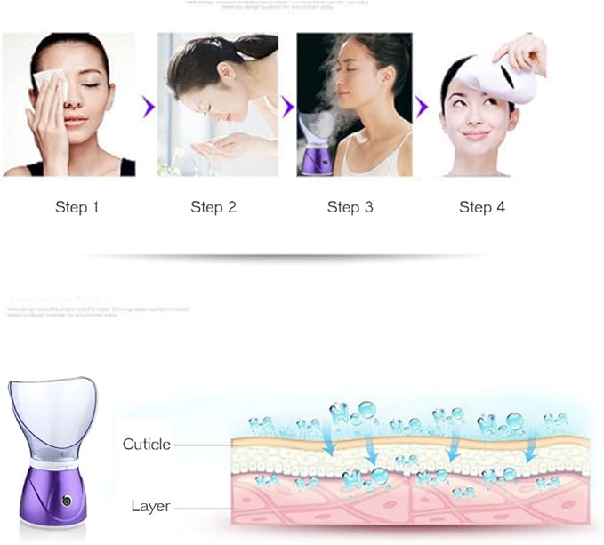 Hann Facial Steamer Professional Sinus Steam Inhaler Face Skin Moisturizer Facial Mask Sauna Spa Steamers with Aromatherapy Diffuser Humidifier Function (Purple)