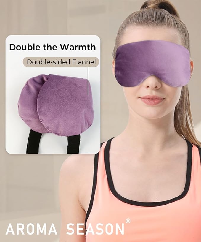 Aroma Season Heated Eye Mask for Dry Eyes, Warm Eye Compress with Flaxseed, Moist Heat Therapy
