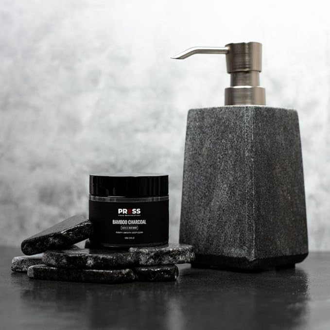 PRESS SKINCARE Bamboo Charcoal Face Mask| Mud Masks for Face | Face Masks Skincare for Men | Exfoliator, Pore Cleansing & Anti Aging Hydrating Face Masks Skin care |3.4 FL. OZ