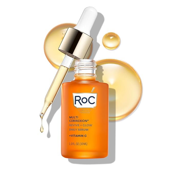 RoC Multi Correxion Revive + Glow 10% Active Vitamin C Serum for Face, Daily Anti-Aging Wrinkle and Skin Tone Skin Care Treatment, Brightening Serum, 1 Fluid Ounce