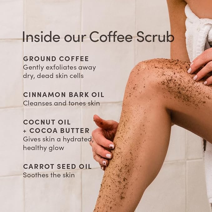 Coffee Scrub - Exfoliating and Hydrating Body Scrub - All Skin Types, Vegan, Cruelty Free, Fragrance Free, 9 OZ