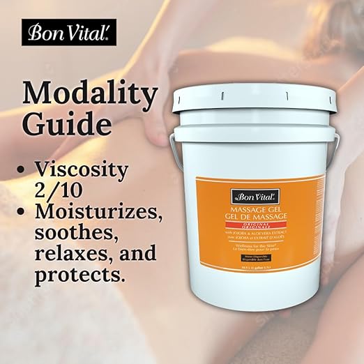 Bon Vital' Original Massage Gel for a Versatile Massage Foundation to Relax Sore Muscles and Repair Dry Skin, Superior Glide & Gentle Friction for Clients, 5 Gal, Label may Vary