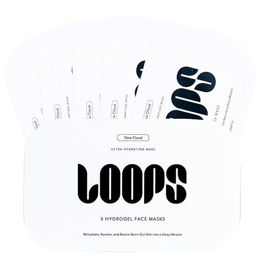 LOOPS Dew Cloud Ultra Hydrating Hydrogel Korean Face Mask for Every Skin Type - Five Ultra Hydrating Collagen Masks to Deeply Moisturize and Restore Your Skin - 5 pc