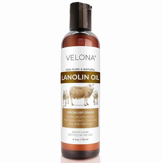 velona Lanolin Oil USP Grade 4 fl oz | 100% Pure and Natural Carrier Oil | Refined, Cold pressed | Skin, Hair, Body & Face Moisturizing | Use Today - Enjoy Results