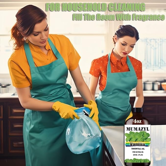 Vanilla Essential Oil, Vanilla Oil 4 Fl Oz 120ML for Diffuser Humidifier Yoga Cleaning DIY Candle Soap Making Essential Oils