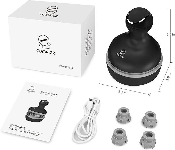 COMFIER Electric Scalp Massager Hair Growth, Cordless Head Massager Scalp Stress Relax, Waterproof Handheld Hair Scratcher with 84 Silicone Nodes, Gift for Men Women