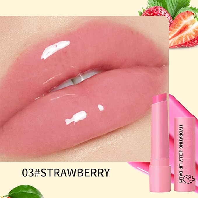 Hydrating Jelly Balm, Tinted Moisturizing Lip Balm For Dry Lips, Instantly Hydrate Lips Conditioning & Nourishing Lip Care Lip Moisturizer Fruit Lip Oil Lip Shine Jelly Lipstick(Strawberry)