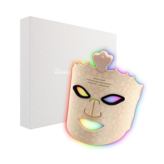 7 Color LED Face Mask Light Therapy, Red Light Therapy Mask for Face for Anti Aging Wrinkles, Silicone Red Light Mask Skin Care at Home with Eye Protection Cushion