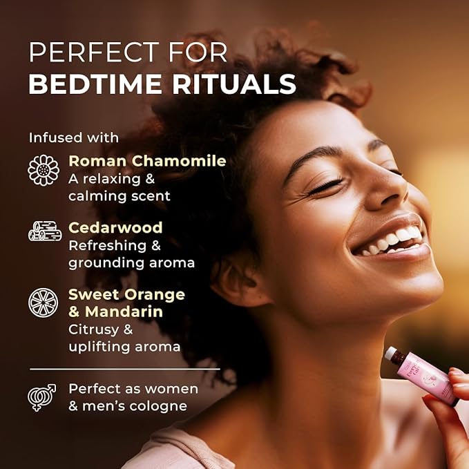 Gya Labs Bedtime Essential Oil Roll on - 100% Pure Natural Oil Roller for Restful Nights, Blend of Calming Chamomile, Sweet Orange & Cedarwood, Relaxing Aromatherapy, Travel Size (0.34 Fl Oz)