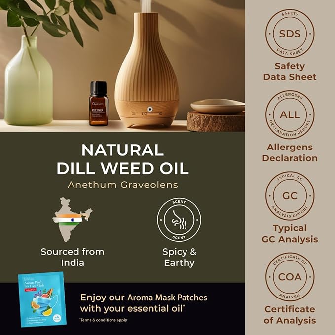 Gya Labs Dill Essential Oil for Diffuser & Candle Making Scent - 0.34 Fl Oz - 100% Pure Natural Dill Oil for Massages, Skin, Aromatherapy DIY & Candle Making - Spicy Earthy & Sweet Scent