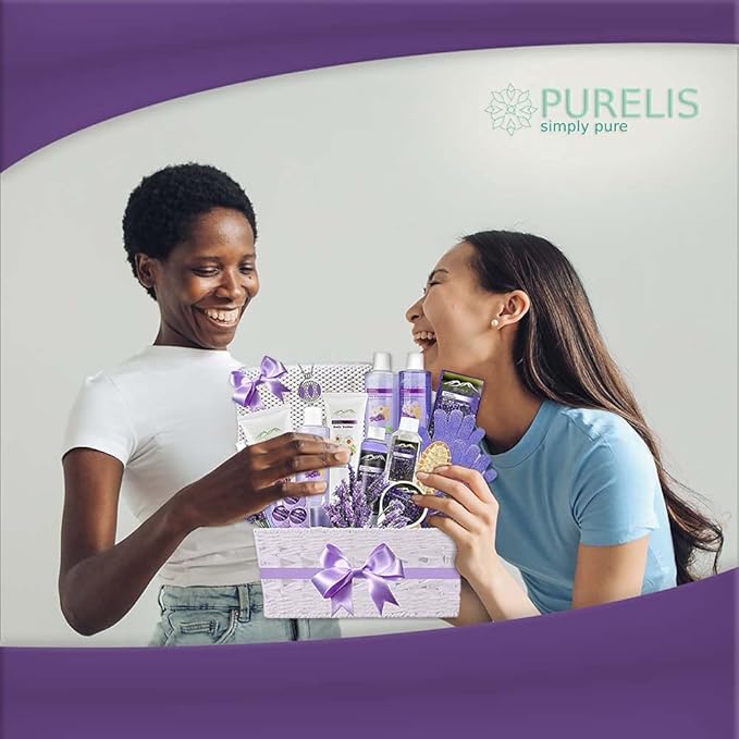 Premium Bath & Body Gift Basket. Ultimate Large Spa Basket! #1 Spa Gift Baskets for Women. Pampering Home Spa Kit - Natural Organic & Infused with Essential Oils! (Extra Large Lavender Bath Gift)