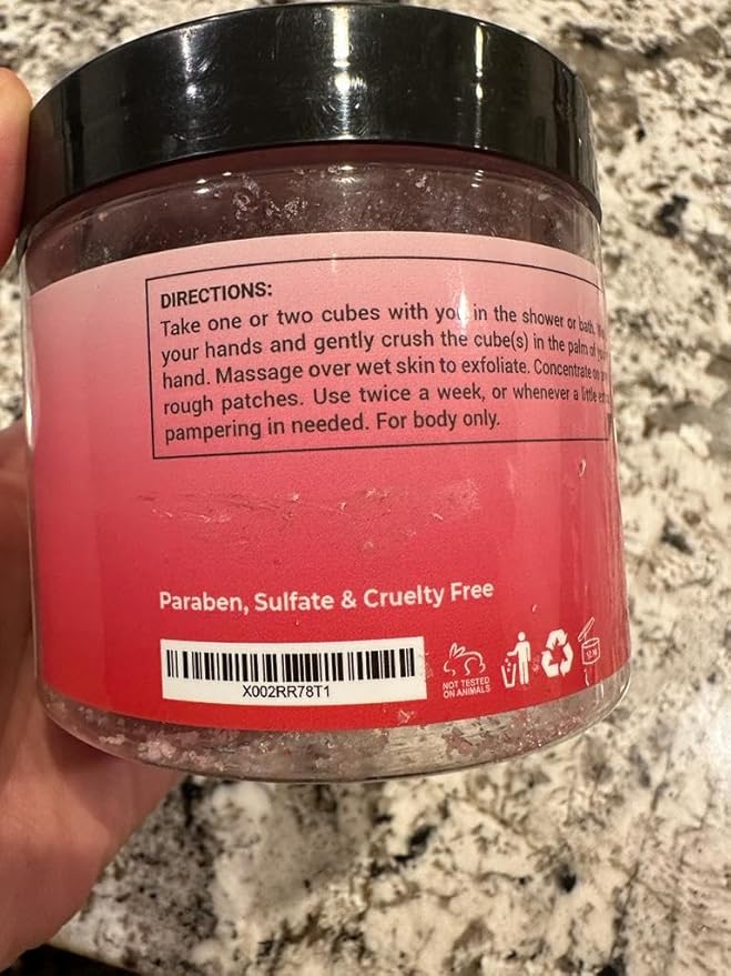 Body Scrub Exfoliator - 12oz WATERMELON Sugar scrub cubes w/Mango Butter & Shea butter- Ultra Hydrating & Moisturizing - All Natural & Organic for all body exfoliation- For hands, arms legs, elbow