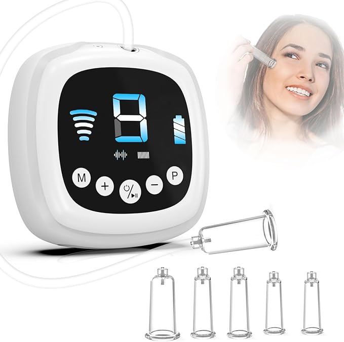 Electric Facial Cupping Set for Face - 3-in-1 Face Cupping, Gua Sha & Massage Tools for Skin Care - Multifunctional Facial Neck Eye Cuppings Massager for Wrinkle with 3 Modes & 5 Frequencies (White)