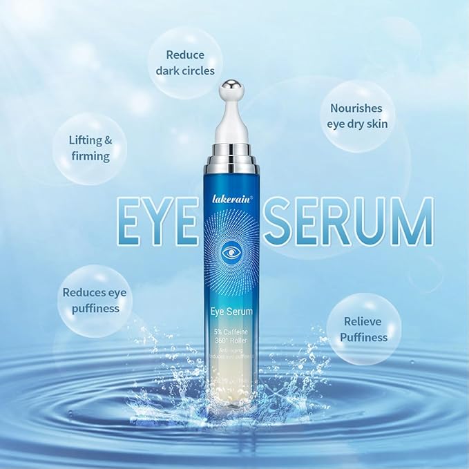 Eye Serum with Roller ball, 15 ML Eye Cream for Dark Circles and Puffiness, Anti-Aging Under Eye Roller Cream Reduce Wrinkles and fine lines