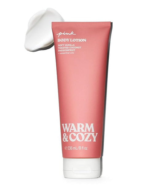 Victoria's Secret PINK Warm & Cozy Fragrance Body Lotion, Notes of Vanilla, Coconut & Passionfruit (8 oz)
