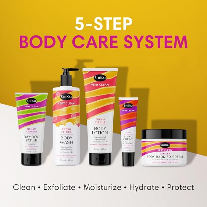 ShiKai Very Clean Bamboo Body Scrub (Detox Vanilla Latte, 6 oz) | Gentle Hydrating & Exfoliating Skin Cleanser | With 5 Fruit Complex & AHA Acids