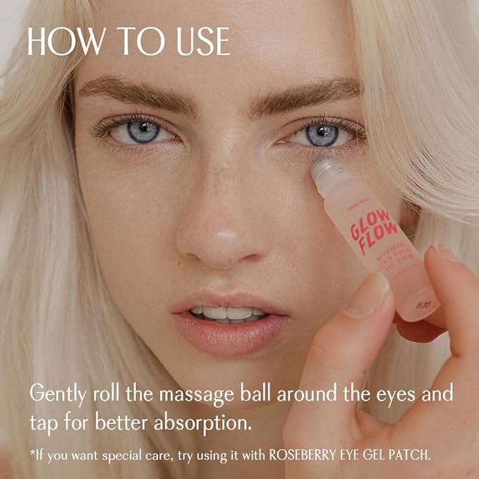 Glow Flow Roseberry Lock N Roll Eye Serum– Hydrating & Firming Eye Treatment for Dark Circles, Puffiness, and Dryness with Rosehip Oil