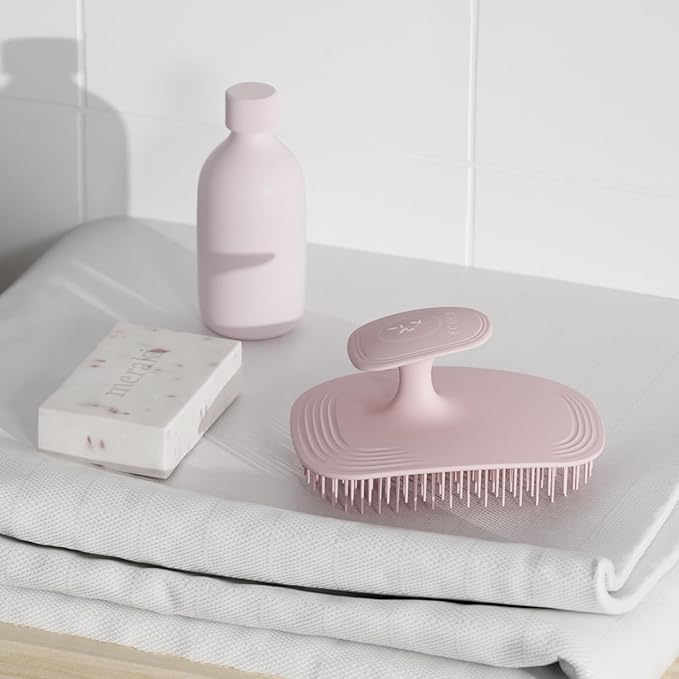 2 PC Scalp Massager Shampoo Brush, ECOED Scalp Scrubber & Exfoliator for Dandruff Removal, Wet & Dry and Detangler for Men and Women, Suitable for Short Medium Hair (Pink)