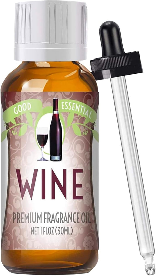 Good Essential Professional Wine Fragrance Oil 30ml (1 fl oz) for Diffuser, Lotions, Perfume, Soap & Candle Making, Aromatherapy - Wine Scented Candle Oil