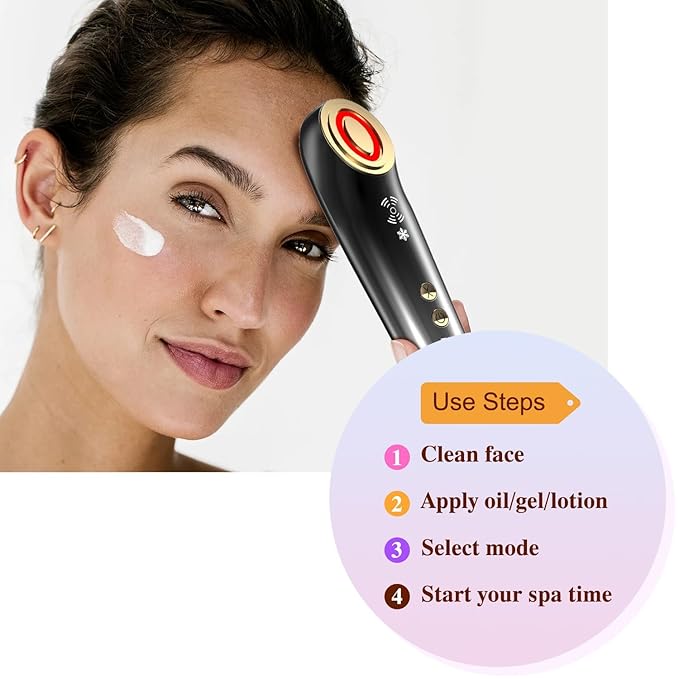 Face Skin Tightening Device - Radio Frequency Facial Firming Machine Microcurrent Lifting Massager Anti-Aging Removing Wrinkles Puffiness Skin Care Toning for Face Neck Eyes, Beauty Products, FM-BMJ03