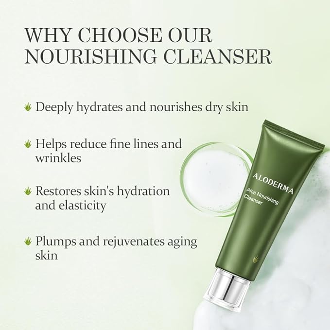 Aloderma Essential Aloe Firming & Rejuvenating Skin Care Set - 4 Pieces - Gel, Cleanser, Toner, Cream