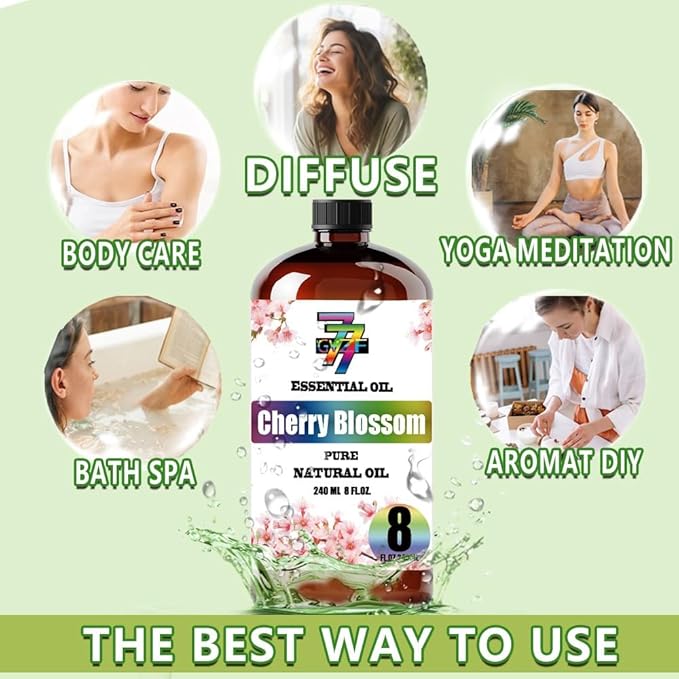Cherry Blossom Essential Oil (8 oz/240 ml) - Cherry Blossom Oils Used in diffusers, humidifiers, Home Baths, Cleaning Products, Yoga, DIY Soaps and DIY Scented Candles