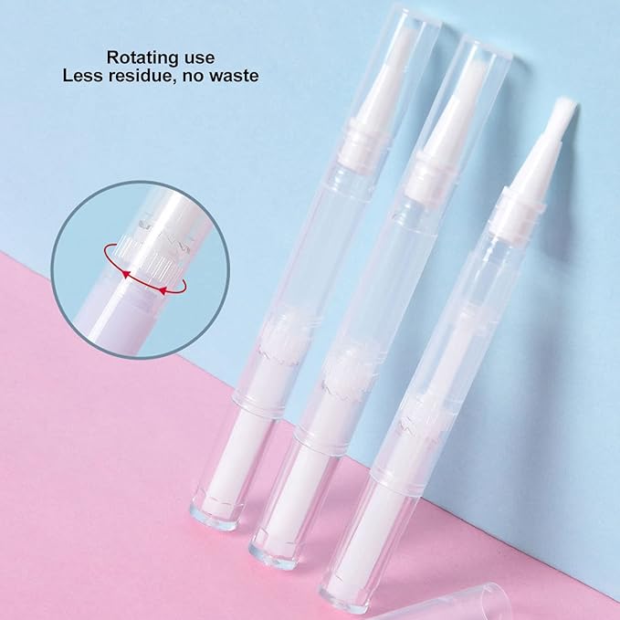 3 PCS Transparent Twist Pens, 4.5ml Rotating Reusable Cuticle Oil Pen Nail Oil Container Applicator with Brush Tip for Skin Care Nail Care Home Travel