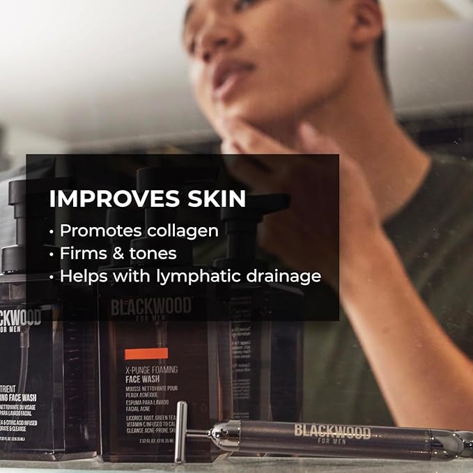 Blackwood For Men Eye Roller Facial Massager - Face Sculpting Tool for Men-Fights Puffy Eyes, Dark Circles, & Crow's Feet- Self Care Gifts Face Massager Facial Tools-Gua Sha & Jade Roller Alternative