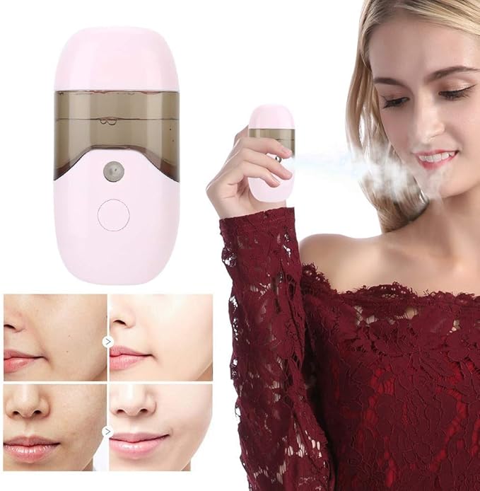 50ml Facial Mister,Mini Portable Handheld Face Steamer USB Facial Spray Face Make-up Beauty Sprayer Machine Cleaning Pores for Facial Hydrating for Skin Care Office and