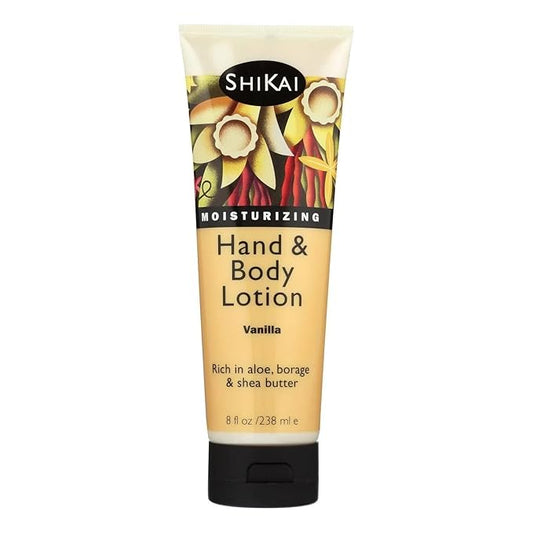 ShiKai Hand & Body Lotion (Vanilla, 8oz) | Daily Moisturizing Skincare for Dry and Cracked Hands | With Aloe Vera & Vitamin E