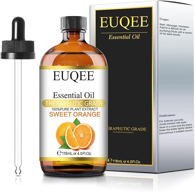 Sweet Orange Essential Oil 118mL Pure Sweet Orange Oil Premium Fragrance Essential Oil with Glass Dropper for Diffuser, Soap & Candle Making - 4Fl. Oz