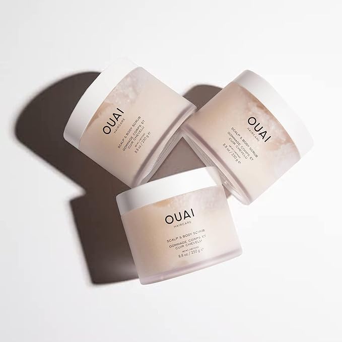 OUAI Scalp & Body Scrub, Melrose Place - Exfoliating Body Scrub with Sugar & Coconut Oil Blend for Smooth, Moisturized Skin - Gentle Scalp Scrub for Removing Product Build Up (8.8 Oz)