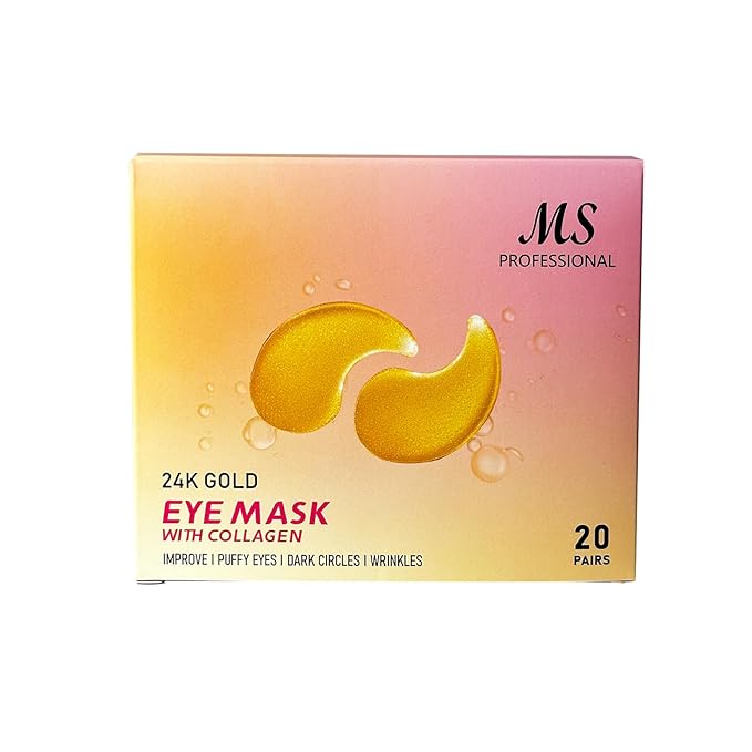 MS Under Eye Mask, Hydrogel Eyepatch, Eyepad Crystal 24K Gold, Skincare Collagen Korean Eye Mask, Puffy Eyes, Wrinkles Gel Under Eye Patches, Vegan Self Care, Eyemask For Reduce Dark Circles,