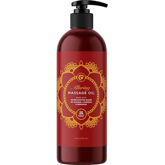 Relaxing Massage Oil for Massage Therapy - Aromatherapy Full Body Massage Oil with Enchanting Lavender Ylang Ylang Orange and Geranium Essential Oils - Naturally Scented Vegan Non GMO & Gluten Free