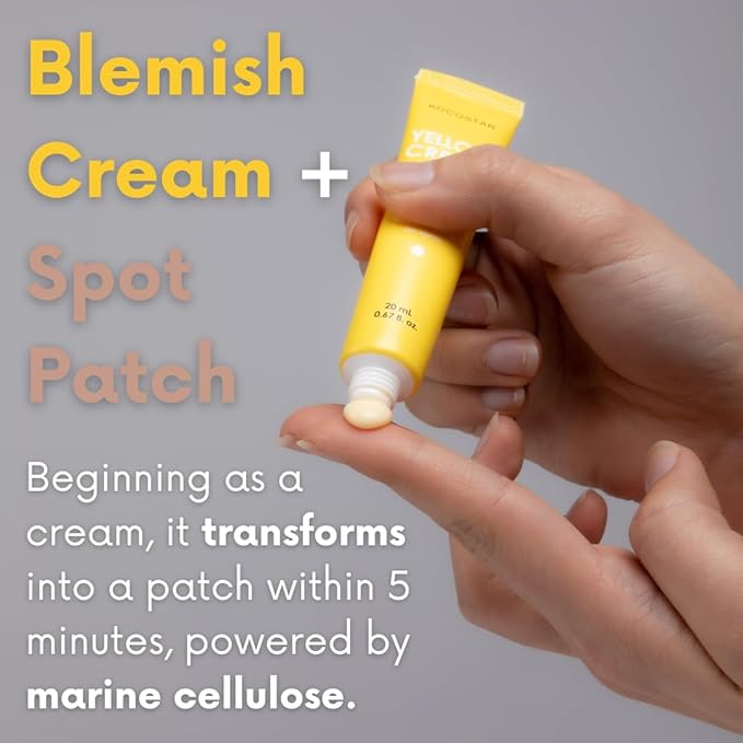 Yellow Cream Patch | Proactive Spot Care with Sulfur and BHA, Salicylic Acid Blemish Care, Cream to Patch Formula, Makeup-Friendly, Hydrating & Soothing, Korean Skincare, 0.67 fl oz.