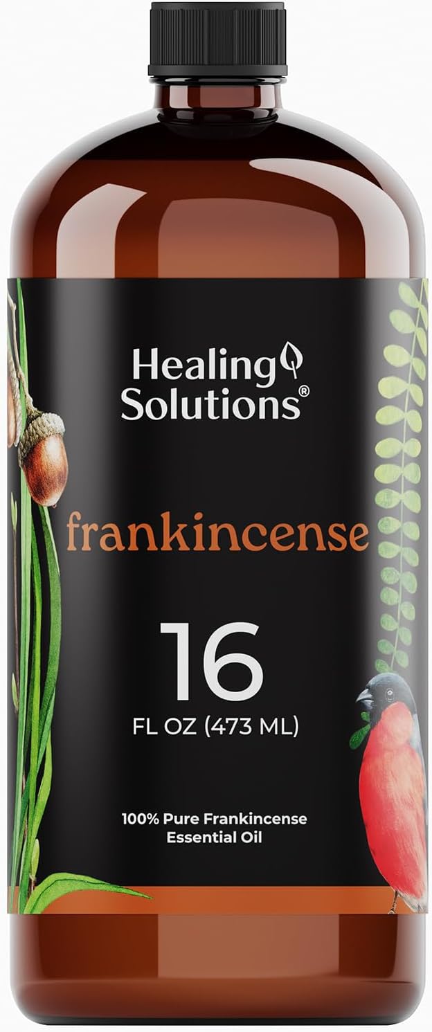 Healing Solutions Frankincense Essential Oil Bulk, 16oz - 100% Pure Bulk Frankincense Oil - Therapeutic Grade for Aromatherapy, Diffuser, Relaxation - Frankincense Essential Oil Large Bottle Refill