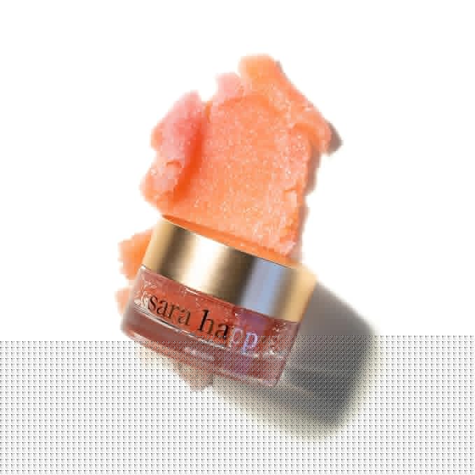 Sara Happ The Lip Scrub: Sparkling Peach Sugar Scrub for Dry Lips - Gently Exfoliate, Polish, and Revitalize Lips with Vitamin E and Jojoba & Grape Oils, Vegan, 0.5 oz.