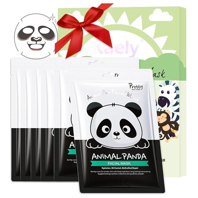 Kaely 6 Pack Animal Character Sheet Masks, Face Masks for Kids Teens Skin Care, Korean Soothe Facial Mask for All Skin Types, Girls Night Skincare Spa Party, Birthday Gifts for Women Men, Set03