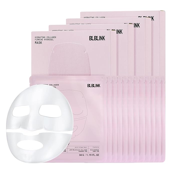 4 Pack Moisturizing Collagen Firming Hydrogel Mask 34gx20ea, Overnight Repair for Dry Skin, Collagen Face Masks, Firming & Anti-Aging, Hydrating Face Masks,Skincare