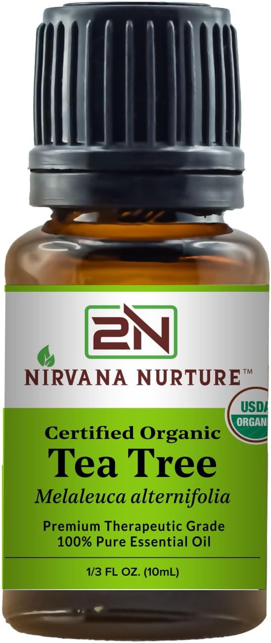 Tea Tree Essential Oil USDA Certified Organic 100% Pure Premium Therapeutic Grade, Undiluted - Aromatherapy Diffuser for Calm and Relaxation, Skin Care, Hair Care