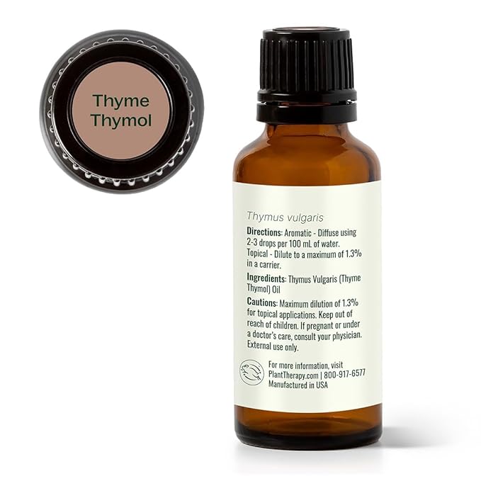 Plant Therapy Thyme Essential Oil (Thymol) 100% Pure, Undiluted Thyme Oil, Natural Aromatherapy, Therapeutic Grade 30 mL (1 oz)