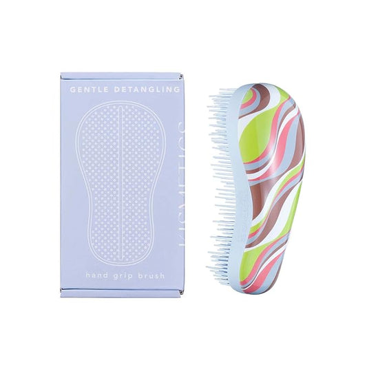 Hand Grip Brush, Gentle Detangling, Detangler Hair Brush for All Hair Types. For use on Wet or Dry Hair (Colorful Stripe)