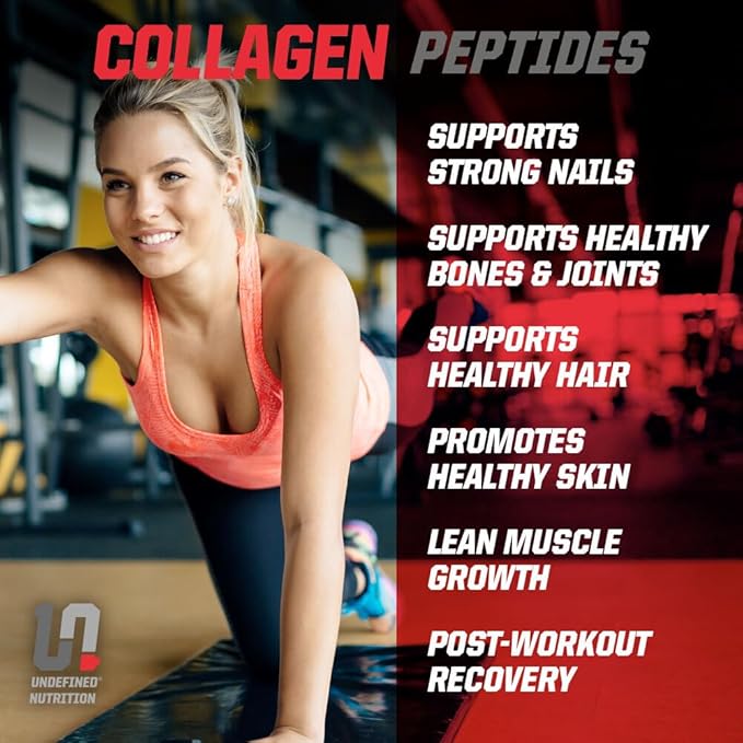 Undefined Nutrition Collagen Peptides by Brian Shaw (Unflavoured, 28 Servings) – 20g Collagen Peptides with Hyaluronic Acid - Promotes Muscle, Hair, Nail, Skin, Bone and Joint Health, Zero Sugar