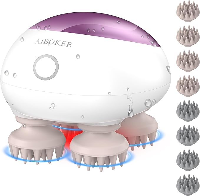 Electric Scalp Massager, Portable Head Stress Relax,IPX7 Waterproof Rechargeable Head Massager Scalp Stress Relax, Body for Deep Cleansing, Relief, Hair Growth (Pink)