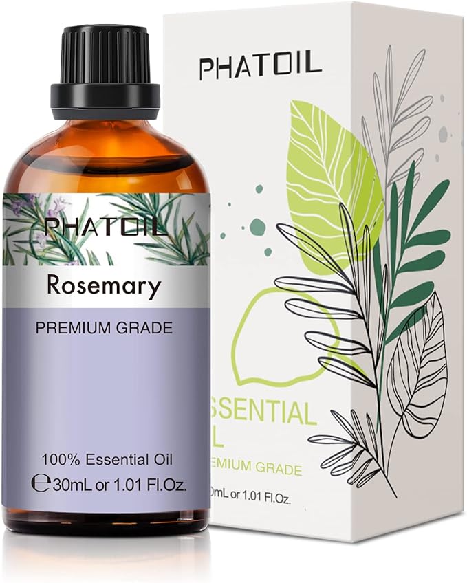 Rosemary Essential Oil 1.01fl.oz/30ml, PHATOIL Premium Rosemary Oils Long Lasting Scents for Aromatherapy, Diffuser, DIY Soap and Candle Making