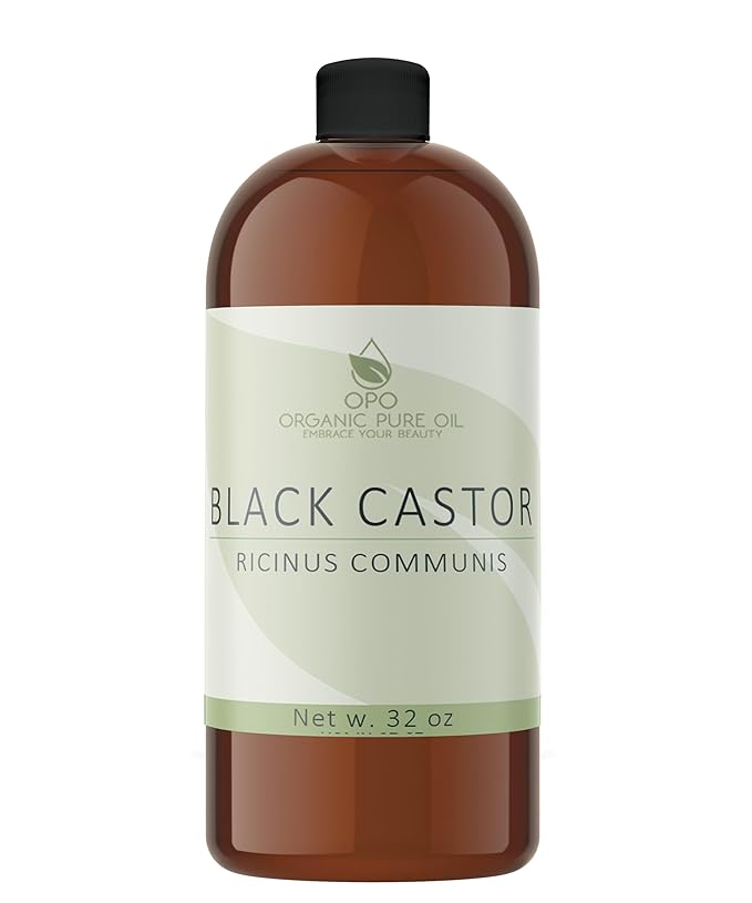 Unrefined Black Castor Oil - 32 oz - Brazilian smokey, Cold Pressed,Smoky scent, Non-GMO, Free of any Chemicals, Fillers Virgin Carrier Oil for Skin, Hair, Nails, Body, & More. Packaging may vary