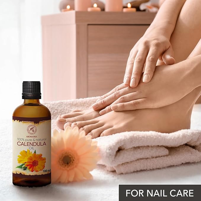 Calendula Oil 3.4 Fl Oz (100ml) - Calendula Officinalis Flower Extract – Infused - Almond Oil Base - 100% Pure & Natural - Marigold Oil – Benefits for Skin, Nails, Hair, Face, Body