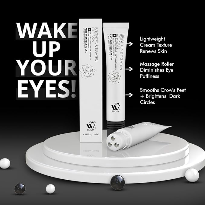 Eye Cream with Metal Roller | Anti-Aging Eye Treatment for Dark Circles, Puffiness & Wrinkles | Hyaluronic Acid, Retinol & Niacinamide | Hydrating & Cooling Under Eye Cream | 20ml